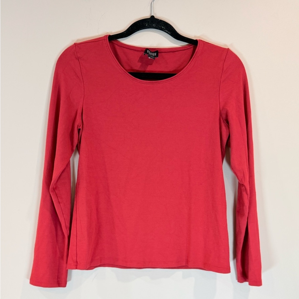 🔥Eileen Fisher Women’s Long-Sleeve Scoop Neck Top - Red Size M EC🔥
